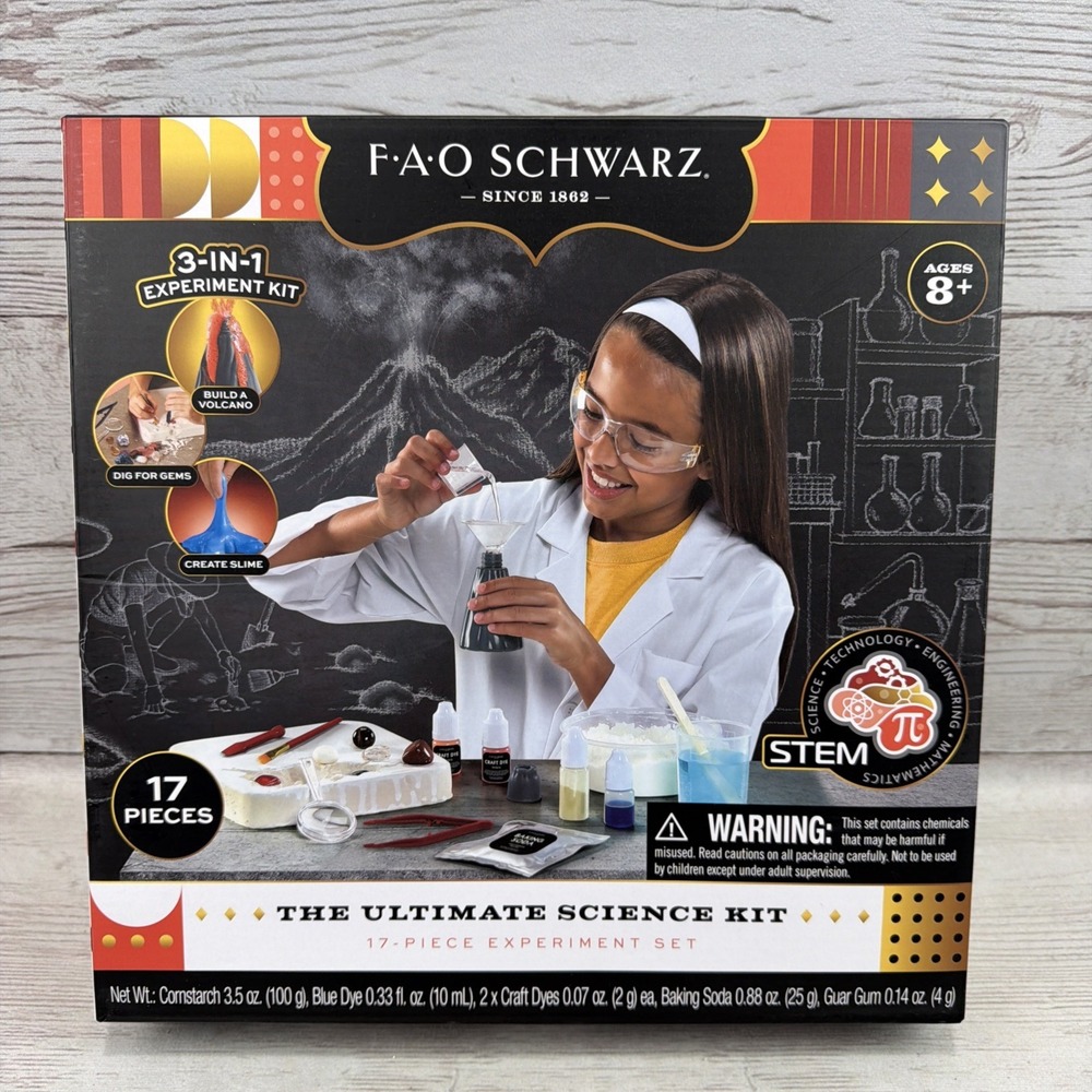 New FAO Schwarz Ultimate Science Kit STEM 3 In 1 Experiment Set Slime Volcano
